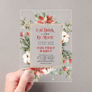 Eat Drink and be Merry Christmas Party Invitation