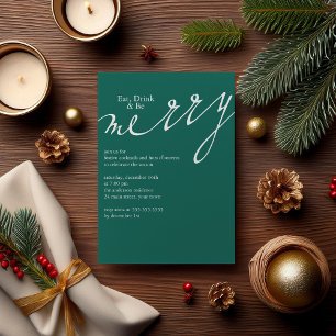 Eat, Drink, and Be Merry - Christmas Party Invitation