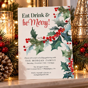 Eat, Drink and Be Merry Christmas Party Invitation