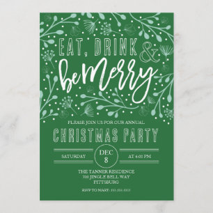 Eat Drink and Be Merry Christmas Party Invitation