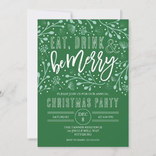 Eat Drink and Be Merry Christmas Party Invitation