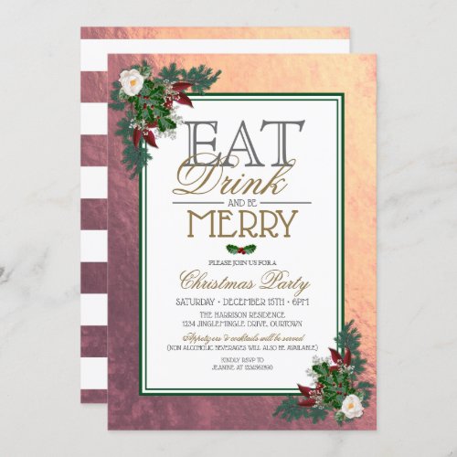 Eat Drink and be Merry Christmas Party Invitation