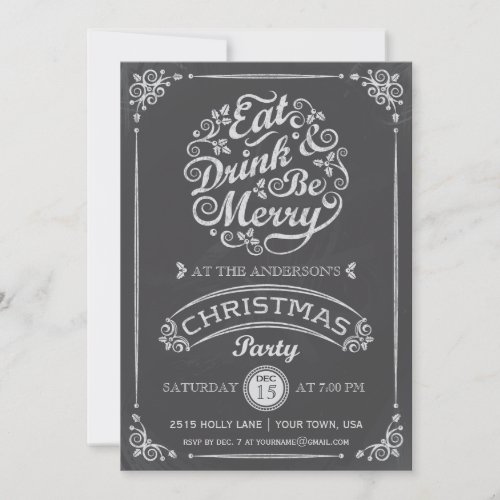 Eat Drink and Be Merry Christmas Party Invite