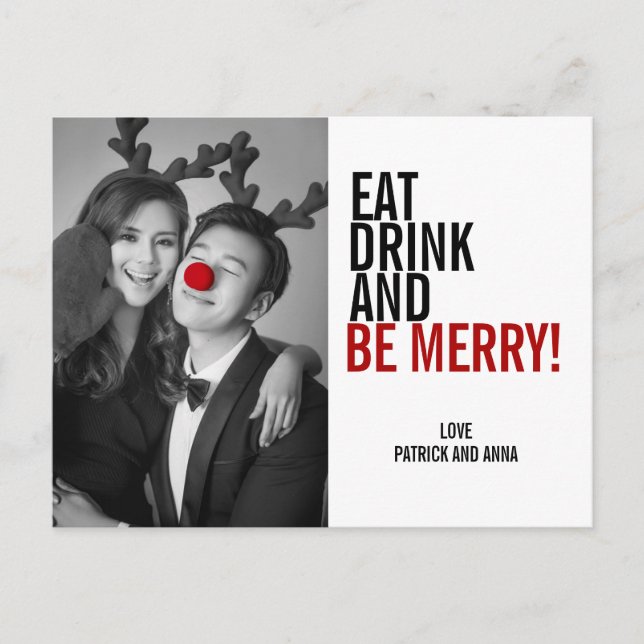 Eat Drink and Be Merry Christmas Photo Postcard (Front)