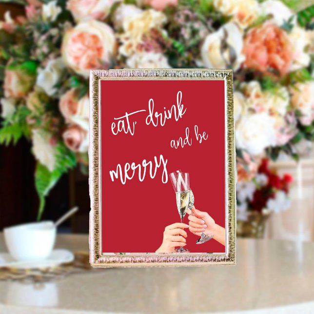 Eat, Drink and Be Merry Christmas Postcard (Creator Uploaded)