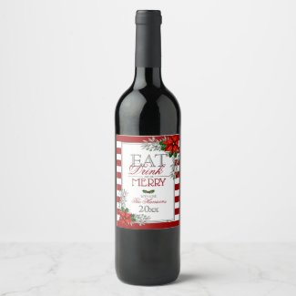 Eat Drink and Be Merry Christmas Wine Label