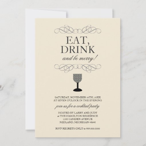 Eat, Drink and Be Merry Cocktail Party Invitation | Zazzle