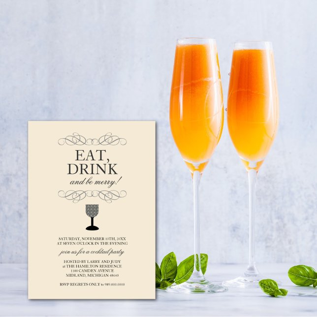 Eat, Drink and Be Merry Cocktail Party Invitation (Creator Uploaded)