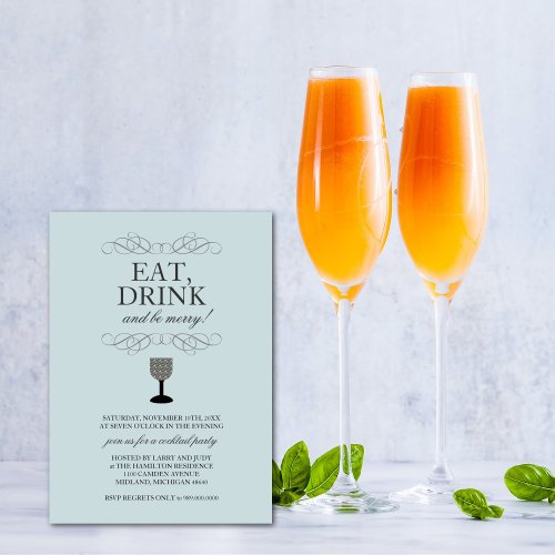 Eat Drink and Be Merry Cocktail Party Invitation
