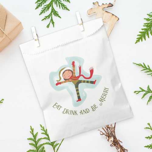 Eat Drink and Be Merry Cute Snow Angel Favor Bag