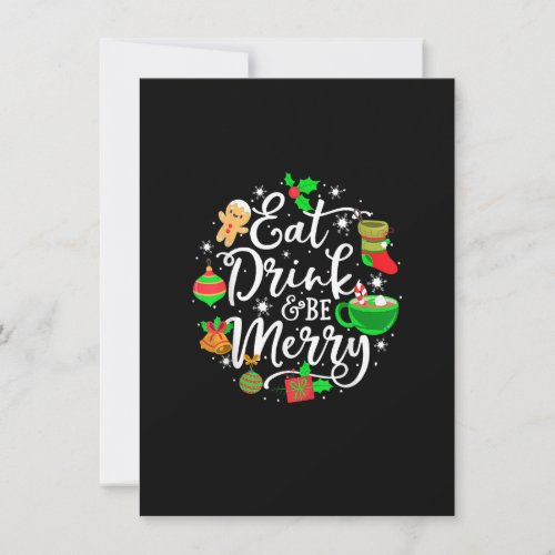 Eat Drink and Be Merry Cute women girl Christmas L Invitation
