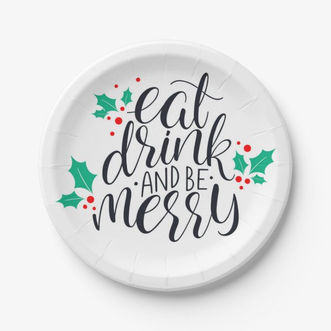 Eat Drink and Be Merry Design Paper Plates (Front)