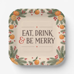Eat Drink and Be Merry Holiday Dinner Paper Plates
