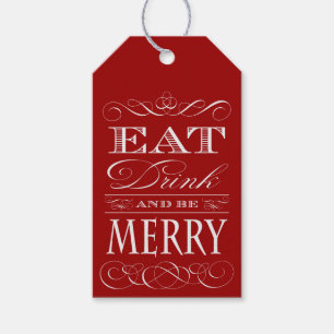 Eat Drink and Be Merry Holiday Dinner Party Gift Gift Tags