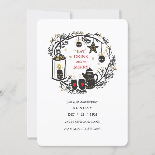 Eat Drink and be Merry Holiday Invitation