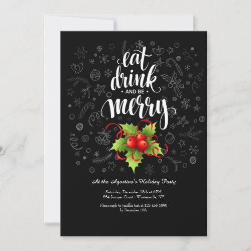 Eat Drink and Be Merry Holiday Invitation