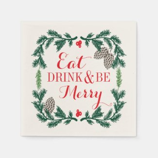 Eat Drink and Be Merry Holiday Paper Napkins