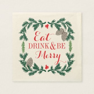 Eat Drink and Be Merry Holiday Paper Napkins