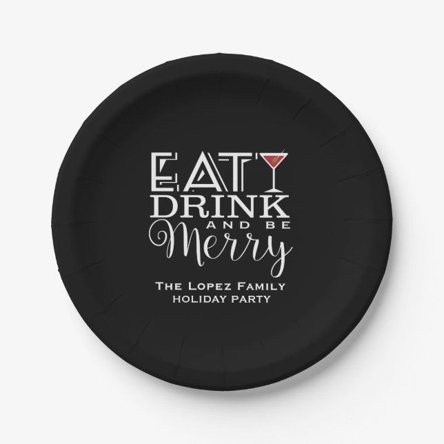 Eat Drink and Be Merry, Holiday Paper Plates (Front)