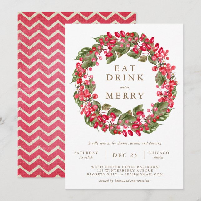 Eat Drink and be Merry Holiday Party Invitation (Front/Back)