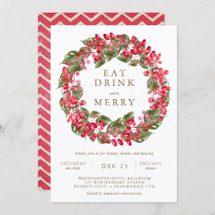 Eat Drink and be Merry Holiday Party Invitation