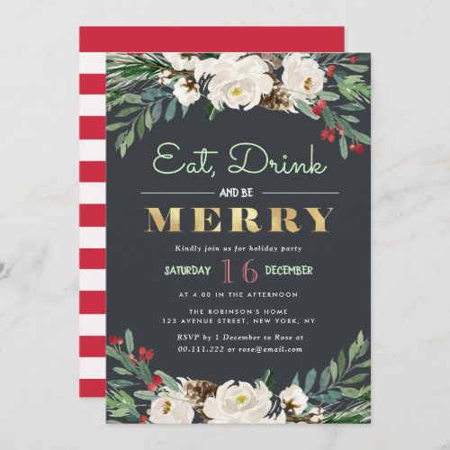 EAT DRINK and BE MERRY  holiday party Invitation