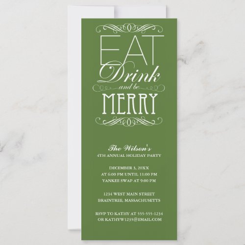 Eat Drink And Be Merry Holiday Party Invitation