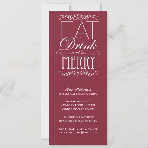 Eat Drink And Be Merry Holiday Party Invitation