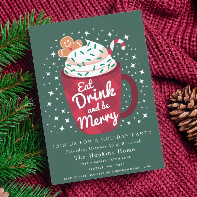 Eat Drink and be Merry Holiday Party Invitation (Creator Uploaded)