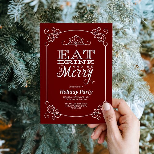 Eat Drink and Be Merry Holiday Party Invitation