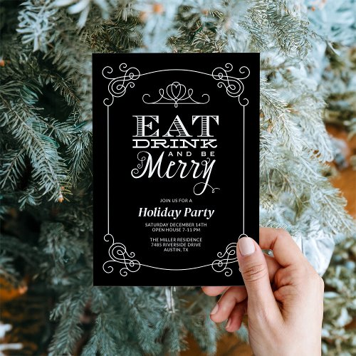 Eat Drink and Be Merry Holiday Party Invitation