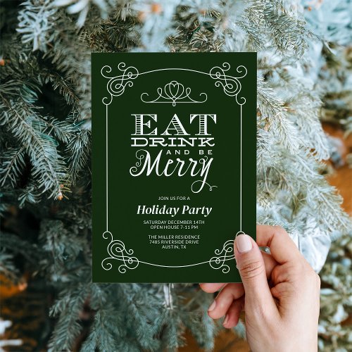 Eat Drink and Be Merry Holiday Party Invitation