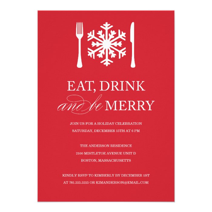 EAT DRINK AND BE MERRY  HOLIDAY PARTY INVITATIONS