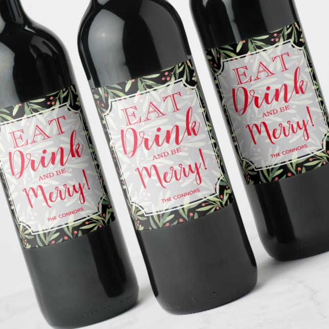 Eat Drink and Be Merry Holiday Wine Label (Creator Uploaded)