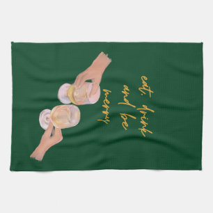 Eat, Drink and be Merry, Merry, Christmas, Retro Kitchen Towel