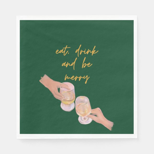 Eat, Drink and be Merry, Merry, Christmas, Retro Napkins (Front)