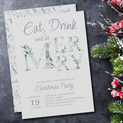 Eat Drink and be Merry Ornate Typography Christmas Invitation