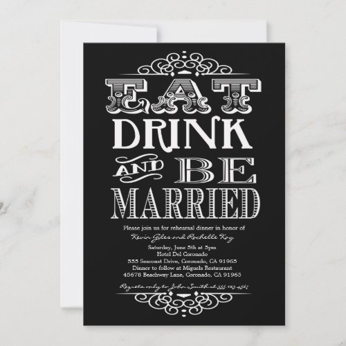 Eat Drink and Be Merry Rehearsal Dinner Invitation