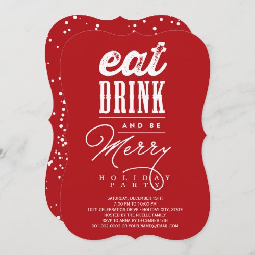 Eat Drink And Be Merry Rustic Holiday Party Invite