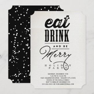 Eat Drink And Be Merry Rustic Holiday Party Invite