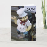 EAT DRINK AND BE MERRY SON ON YOUR BIRTHDAY HOLIDAY CARD<br><div class="desc">Does your son like to cook? This would be cute for him,  on HIS BIRTHDAY.  If not it is still a great card and he will know how much you care about HIM.</div>