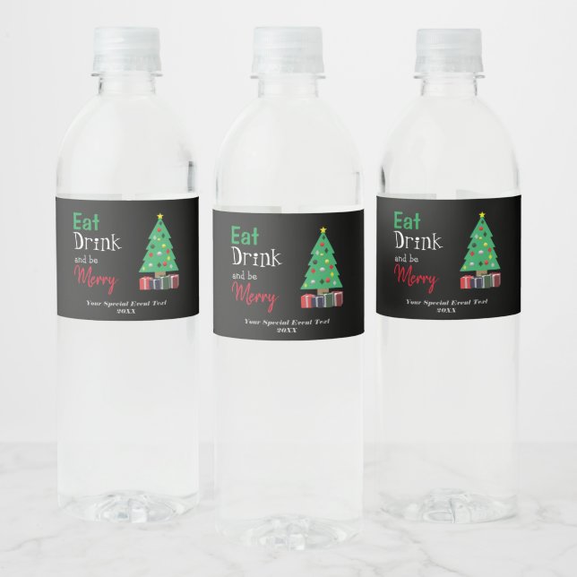 Eat, Drink, and be Merry Water Bottle Label (Bottles)
