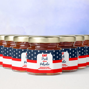 Eat Drink And Be Patriotic 4th of July Honey Jar Favors
