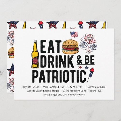 Eat Drink and be Patriotic 4th of July Invitation