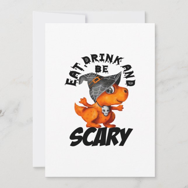 Eat Drink And Be Scared Funny Quote Holiday Card (Front)