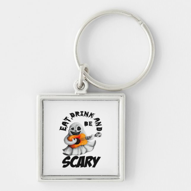 Eat Drink And Be Scared Minimal Clean Keychain (Front)