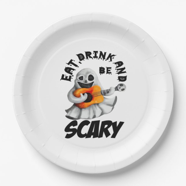Eat Drink And Be Scared Minimal Clean Paper Plates (Front)