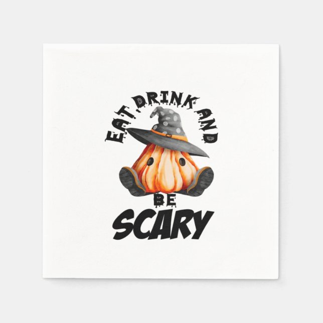 Eat Drink And Be Scared Retro Cool Napkins (Front)