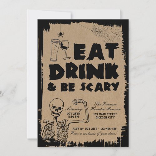 Eat Drink and Be Scary Adult Halloween Party Invitation