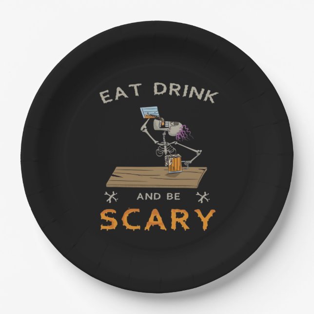 Eat Drink And Be Scary Aesthetic Graphic Paper Plates (Front)